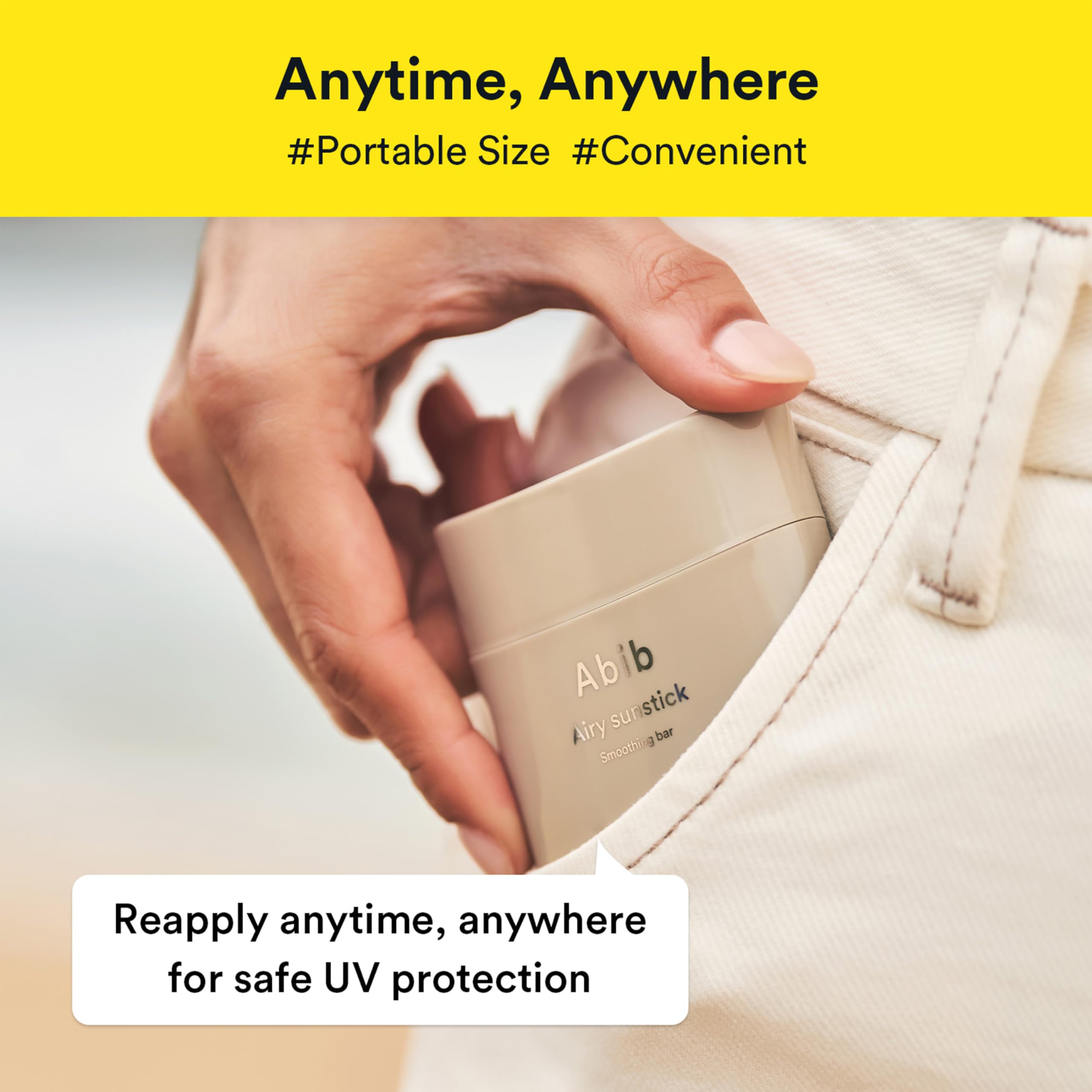 Abib Airy Sunstick Protection Bar SPF50+ Broad Spectrum, Semi-Matte Sunscreen Stick for Oily & Combination Skin, No White Cast, Water-Resistant, Korean Sunscreen, 0.81 oz / 23 g - Image 4