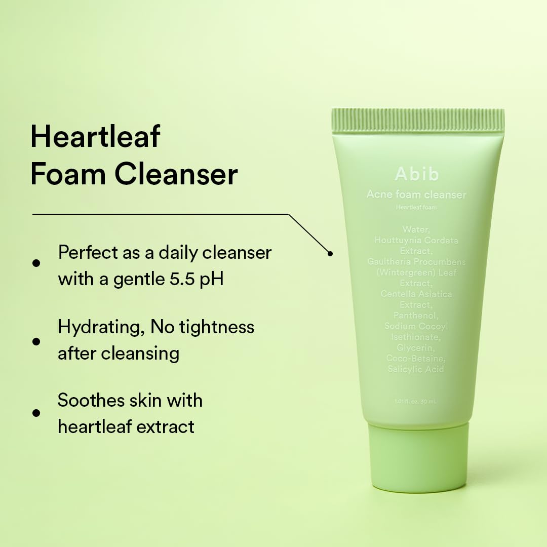 Abib Heartleaf Calming Trial Kit (Heartleaf foam 1.01 fl oz, Calming toner 1.01 fl oz, TECA capsule serum 0.50 , cream 0.67 fl oz) - Image 5
